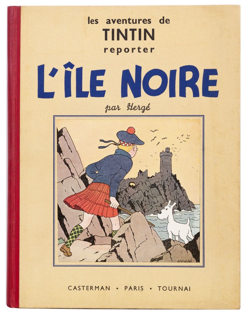 Tintin : L'Ile noire, édition noir & blanc de 1938 (A5, avec Hergé au 1er plat).&hellip;