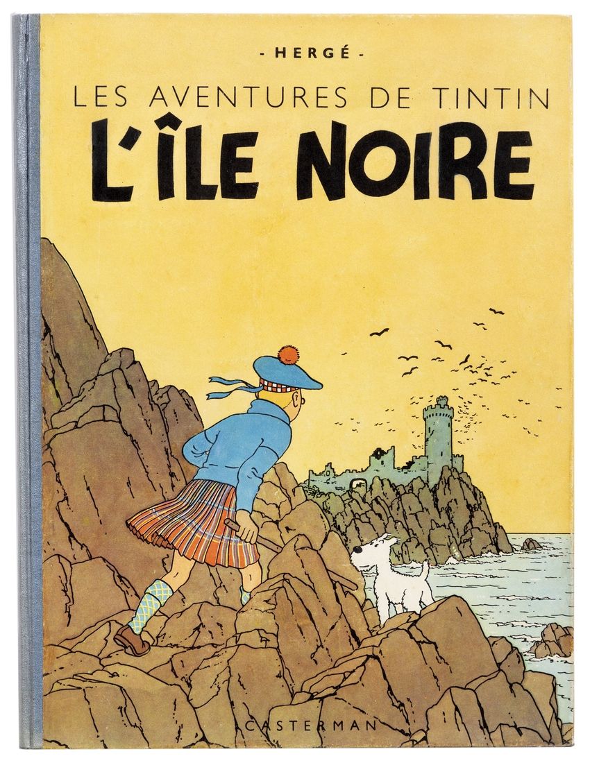Tintin : L'Ile noire, édition de 1946 (B1, papier épais, dos bleu). Très très bo&hellip;