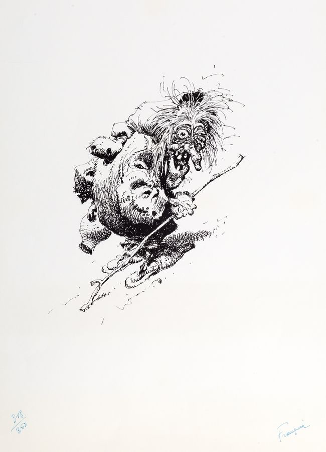 Franquin : Les Idées noires, sérigraphie représentant une sorcière n°318/350, si&hellip;