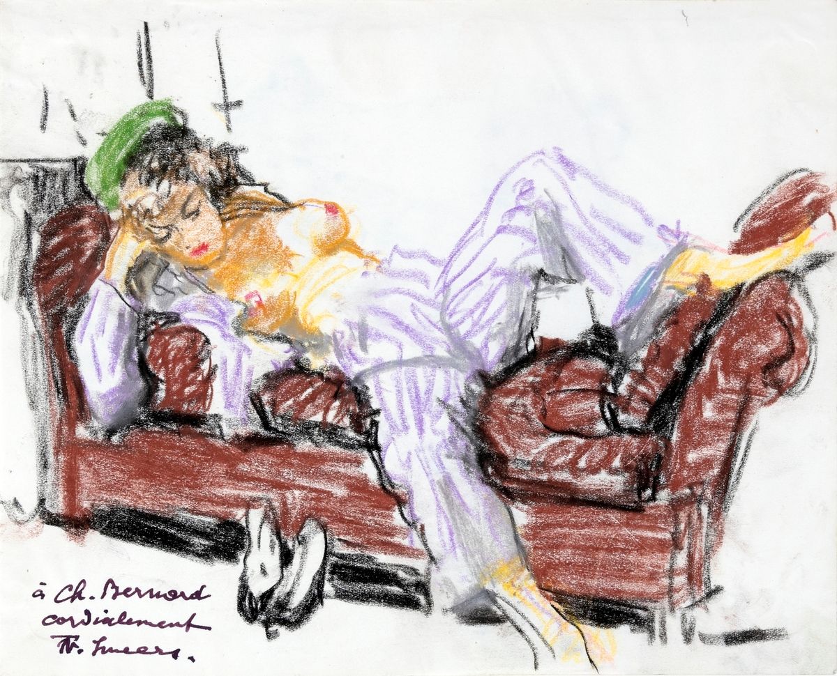 Null Frans SMEERS (1873-1960)
Femme étendue sur un sofa, circa 1955
Pastel sur p&hellip;