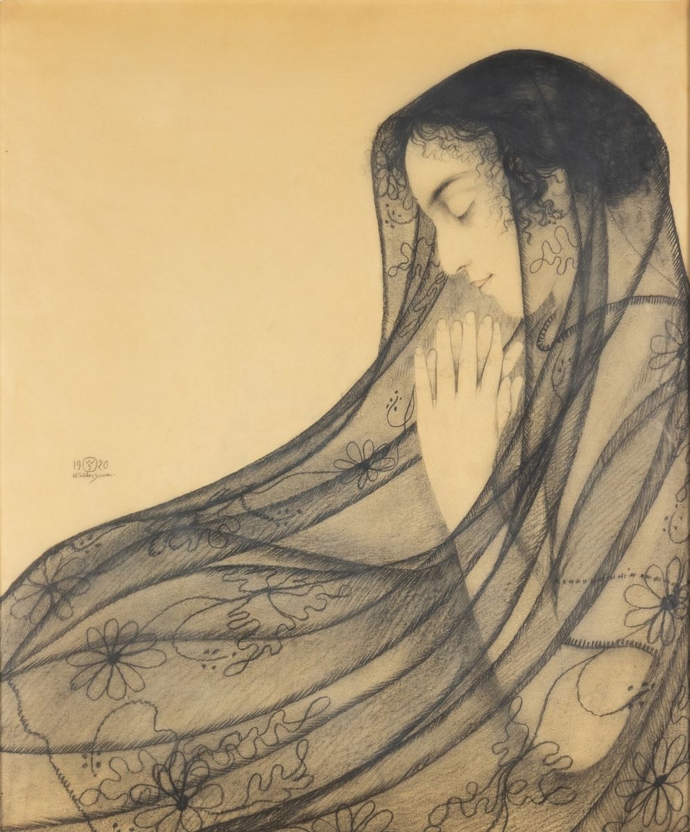 Null Walter SAUER (1889-1927)
Femme pensive les mains jointes, 1920
Fusain, cray&hellip;