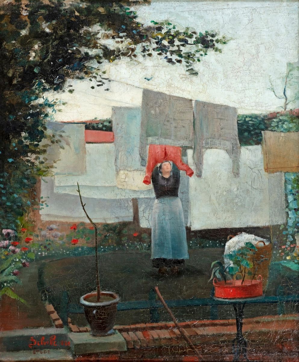 Null Jean DELVILLE (1867-1953)
Etude. (femme étendant son linge), 1885
Huile sur&hellip;