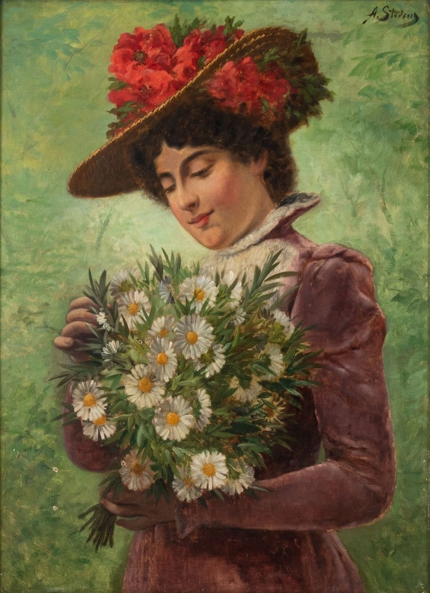 Null Agapit STEVENS (1849-1917/24)
Portrait d'élégante au bouquet de marguerites&hellip;