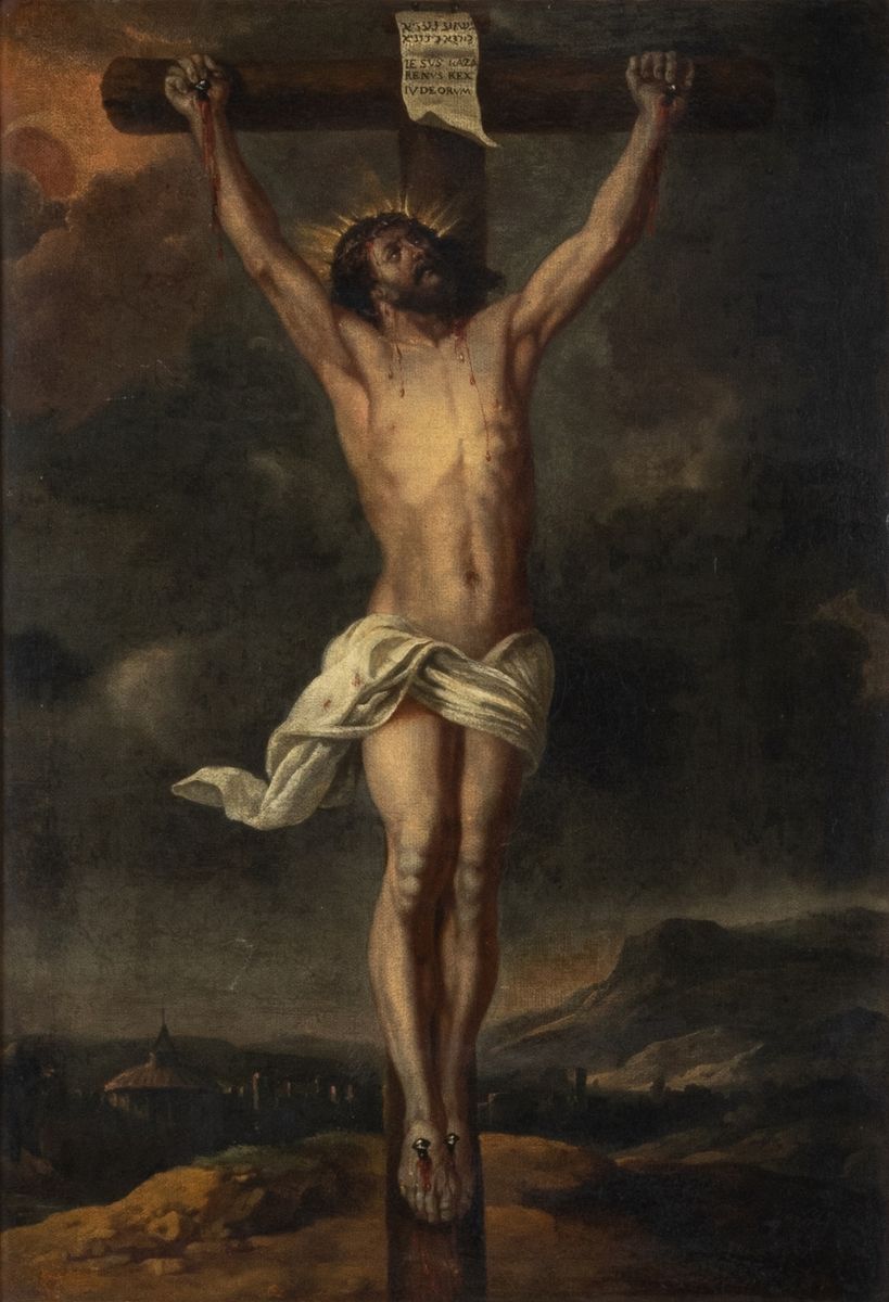 Null 18世纪弗拉芒画派，师从彼得-保罗-鲁本斯
十字架 
布面油画，内衬
59.5 x 41 cm
 （修复）

这幅画与鲁本斯描绘同一主题的两幅大尺寸作&hellip;