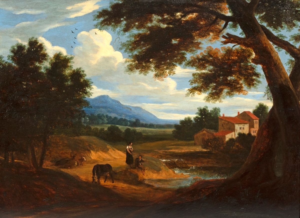 Null 19世纪荷兰学校
活泼的乡村风景
板上油画
55.5 x 75 cm
(修复后)