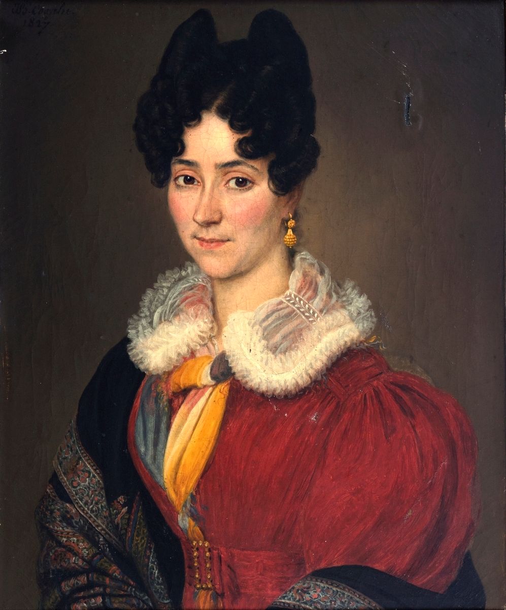 Null Jean-Baptiste COUVELET (Charleville, 1772 - Mézières, 1830)
穿红衣服的女人肖像，1827
&hellip;