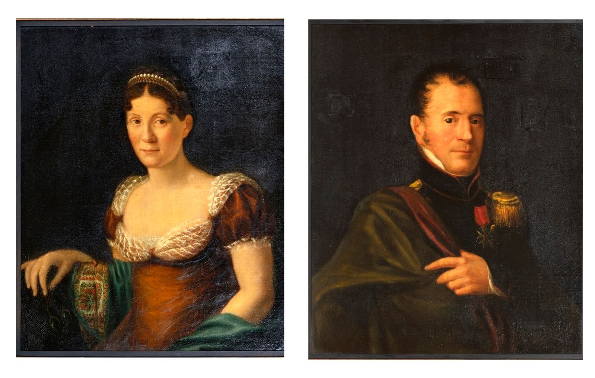 Null French school of the early 19th century 
Pair of portraits representing Ade&hellip;