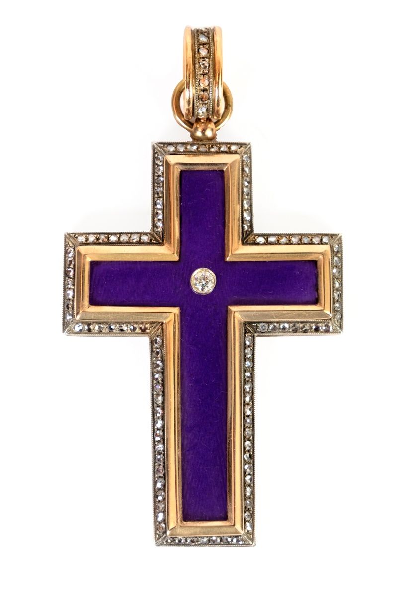 Null Cross pectoral pendant in gold 56 zolotniks (583 thousandths) and platinum &hellip;