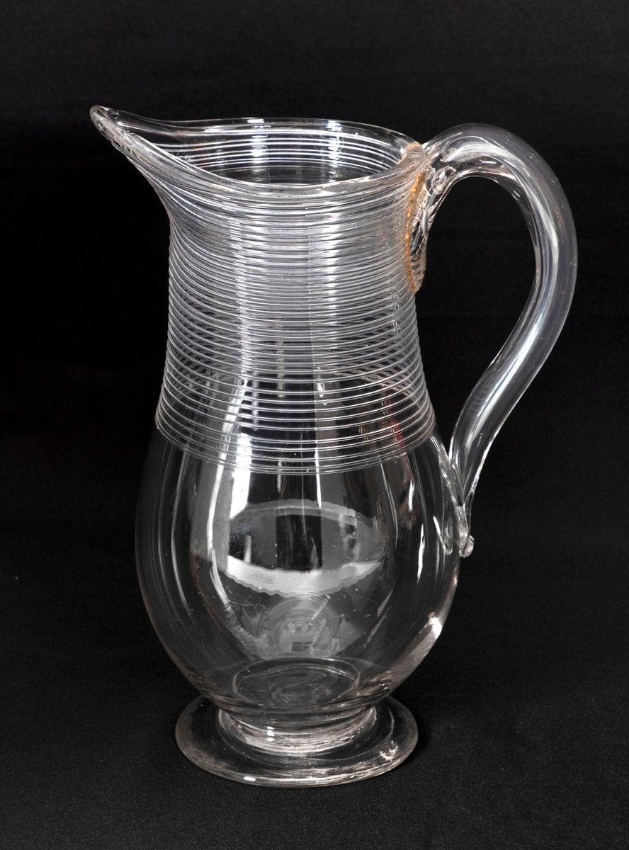 Null Large colourless glass jug with spiral decoration 
Italian work, Murano, pr&hellip;