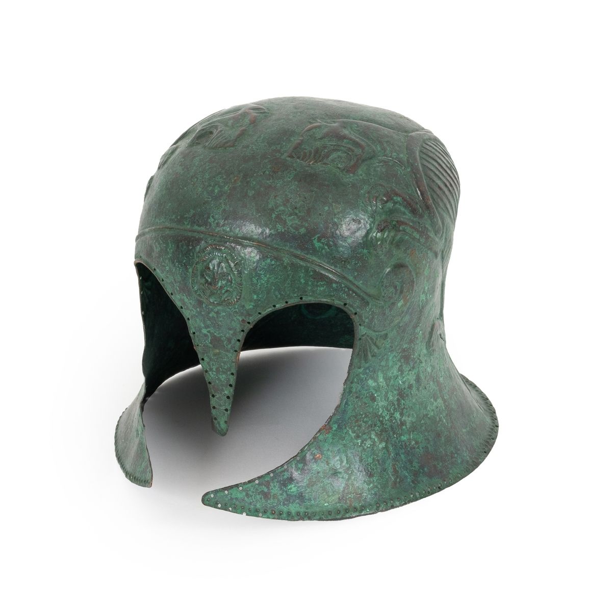 Null Reproduction XIXe siècle d'un casque grec de type hoplite en laiton repouss&hellip;