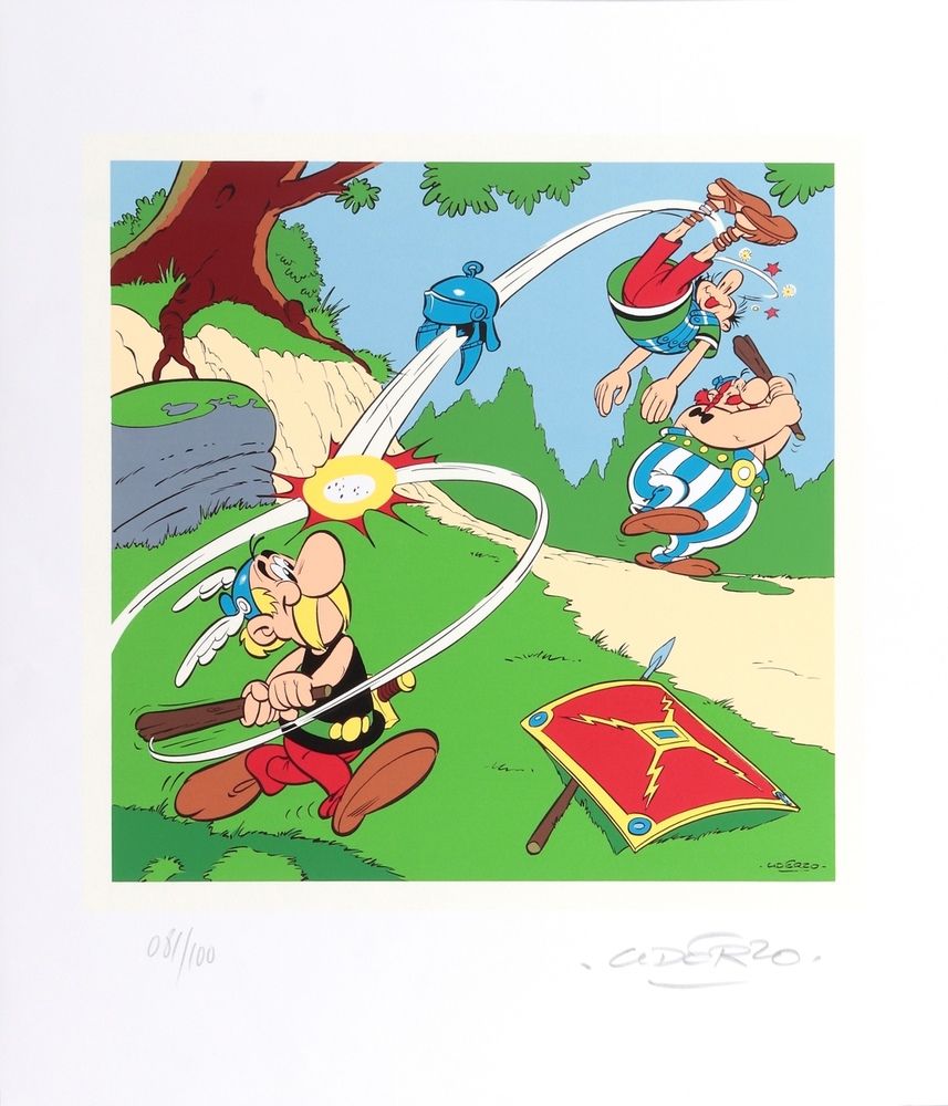 Uderzo : Asterix, "Asterix the Gaul" silkscreen print no. 81/100, signed (Ed. Ch&hellip;