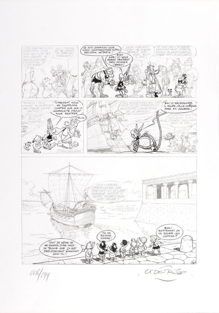 Uderzo : Astérix, sérigraphie de la planche n°36 de "La Galère d'Obélix" n°6/299&hellip;