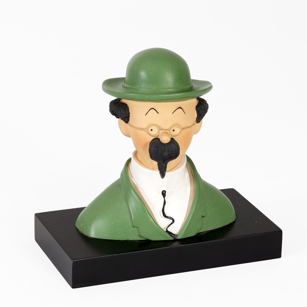 Hergé : LEBLON-DELIENNE: busto Tintin, Girasole su una base di legno, camicia e &hellip;