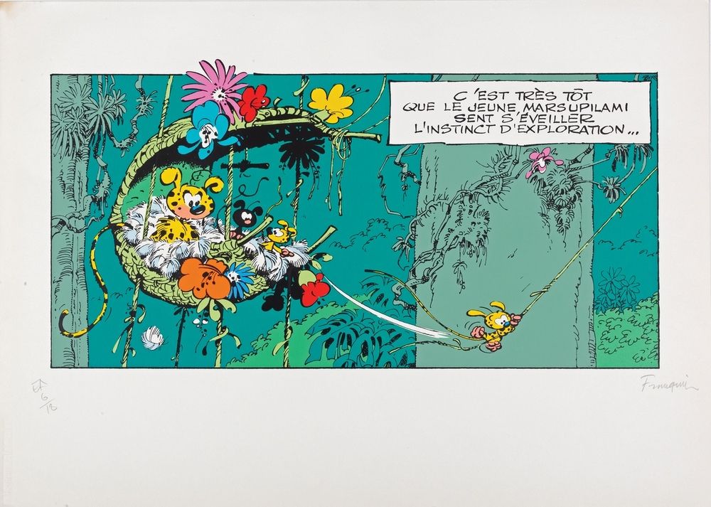 Franquin : Le Marsupilami, sérigraphie "La Famille Marsupilami" n°EA 6/18, signé&hellip;