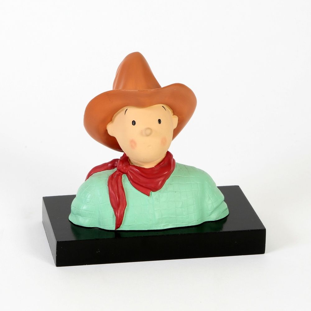 Hergé : LEBLON-DELIENNE : Tintin bust, cowboy on wooden base signed, Tintin in A&hellip;