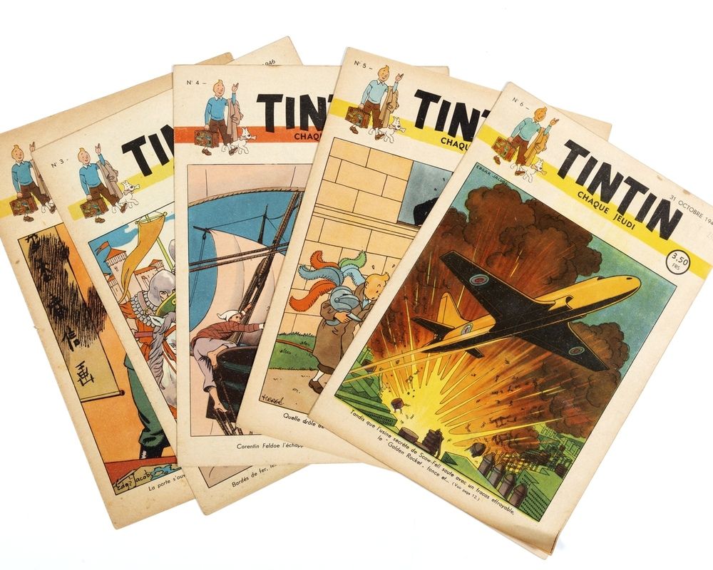 Tintin : 1946年至1953年的期刊（1946年和1947年的第1期已丢失）。一套8年。状况非常好。