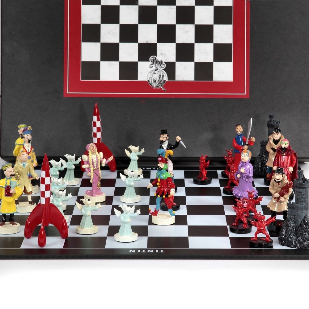 Hergé : PIXI : Tintin, 40530, le jeu d'échecs, 32 pièces, 1995, n°/1000, 42 cm, &hellip;