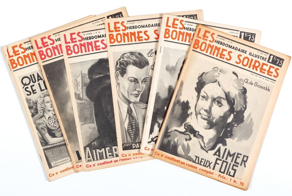 Bonnes soirées : Jijé et Spirou，1939年4月2日至1944年12月31日的一套70本杂志。每期都有一个《斯皮鲁报》的广告。大约&hellip;