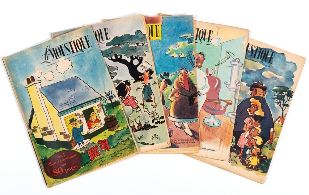 Moustique : Jijé, Morris and Tillieux. Set of 55 issues between November 13, 194&hellip;