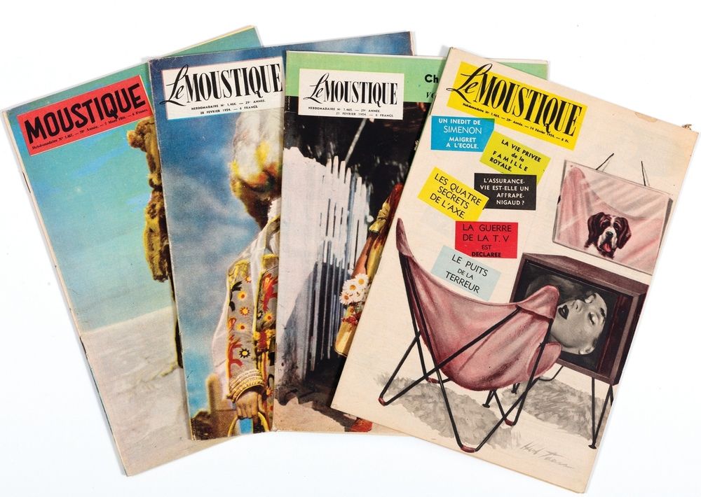 Moustique : 吉耶、莫里斯、古斯金尼和桑佩。1954年2月14日至11月28日的一套42期。包括吉杰的《Blanc Casque》和莫里斯的《Luck&hellip;