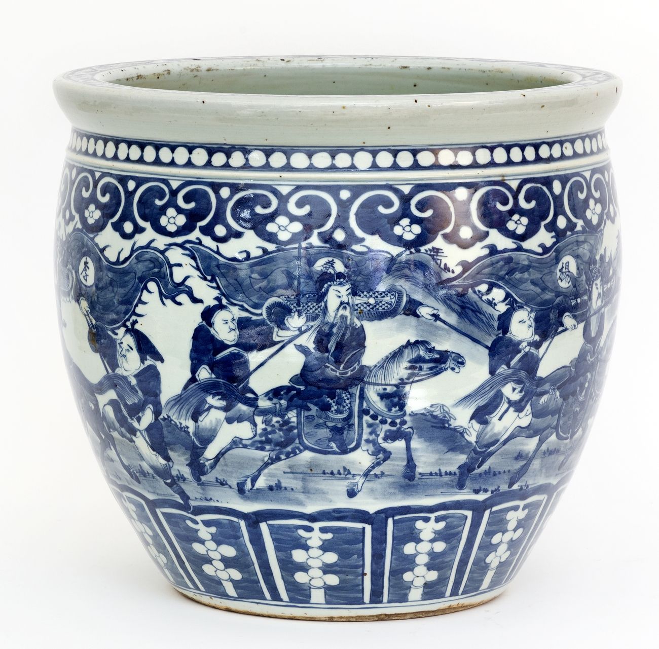 Null Chine, XIXe siècle
Cache-pot en porcelaine à décor en émaux bleu-blanc de g&hellip;