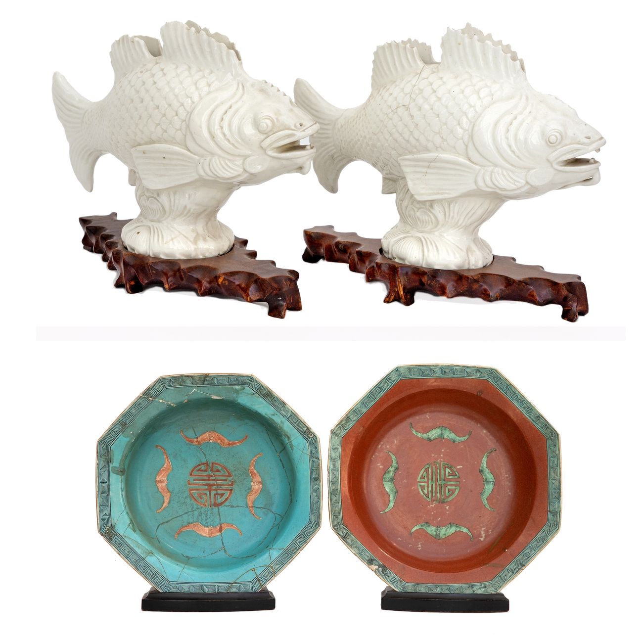Null China, 19th century
Lot including a pair of carps in white enamelled porcel&hellip;
