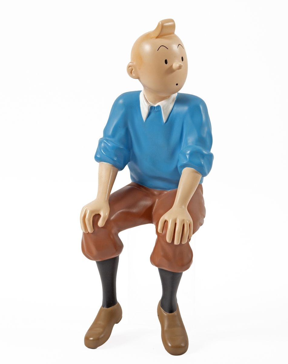 Hergé : LEBLON-DELIENNE: Tintin assis, Tintin (45), 1991, +/- 9500 Ex., 29 cm. M&hellip;