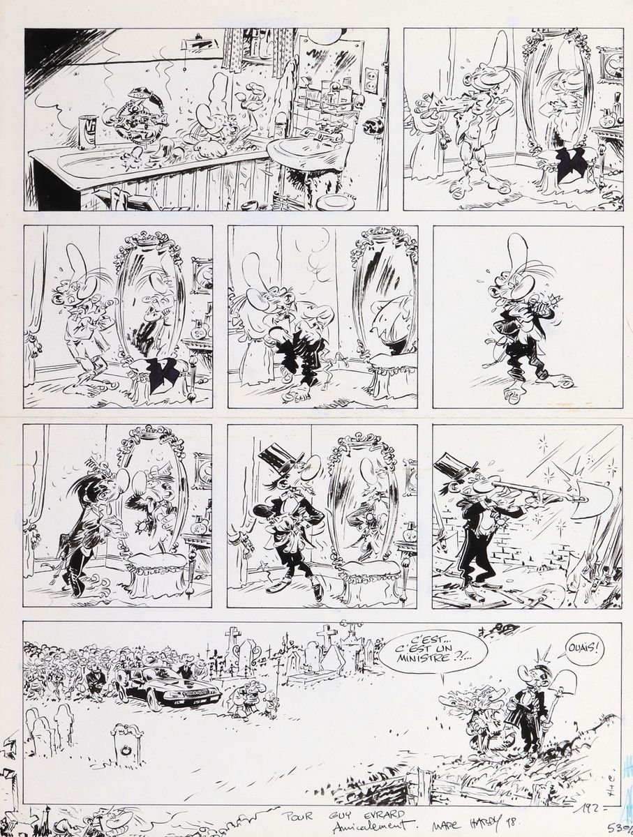 Hardy : Pierre Tombal, gag plate n°192 in India ink published in the Spirou news&hellip;