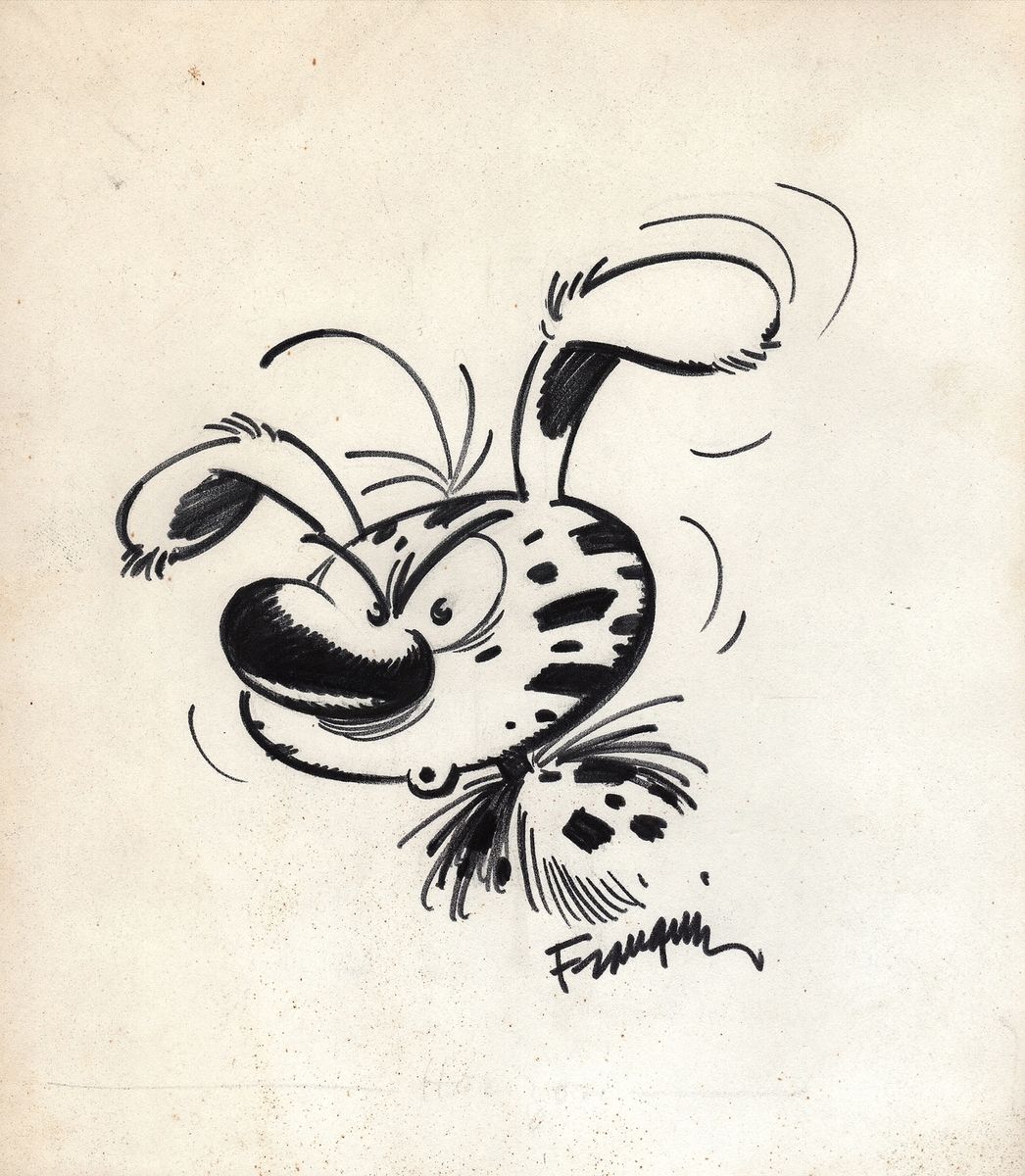 Franquin : The Marsupilami, felt pen illustration on drawing paper representing &hellip;