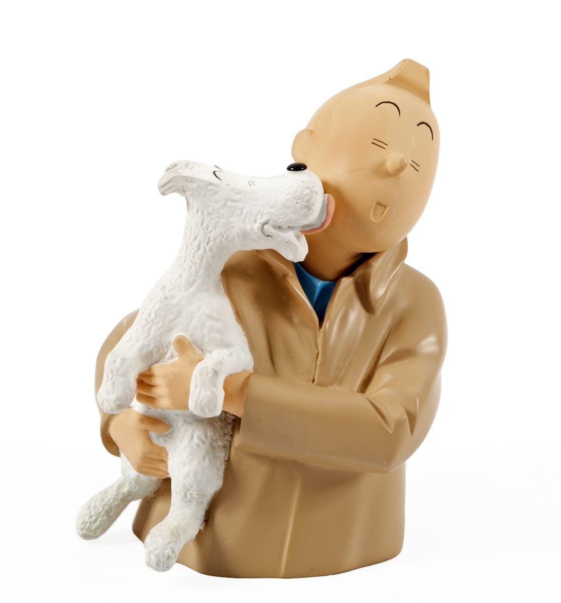 Hergé : LEBLON-DELIENNE: Tintin bust, Snowy licks Tintin, 1st version with close&hellip;