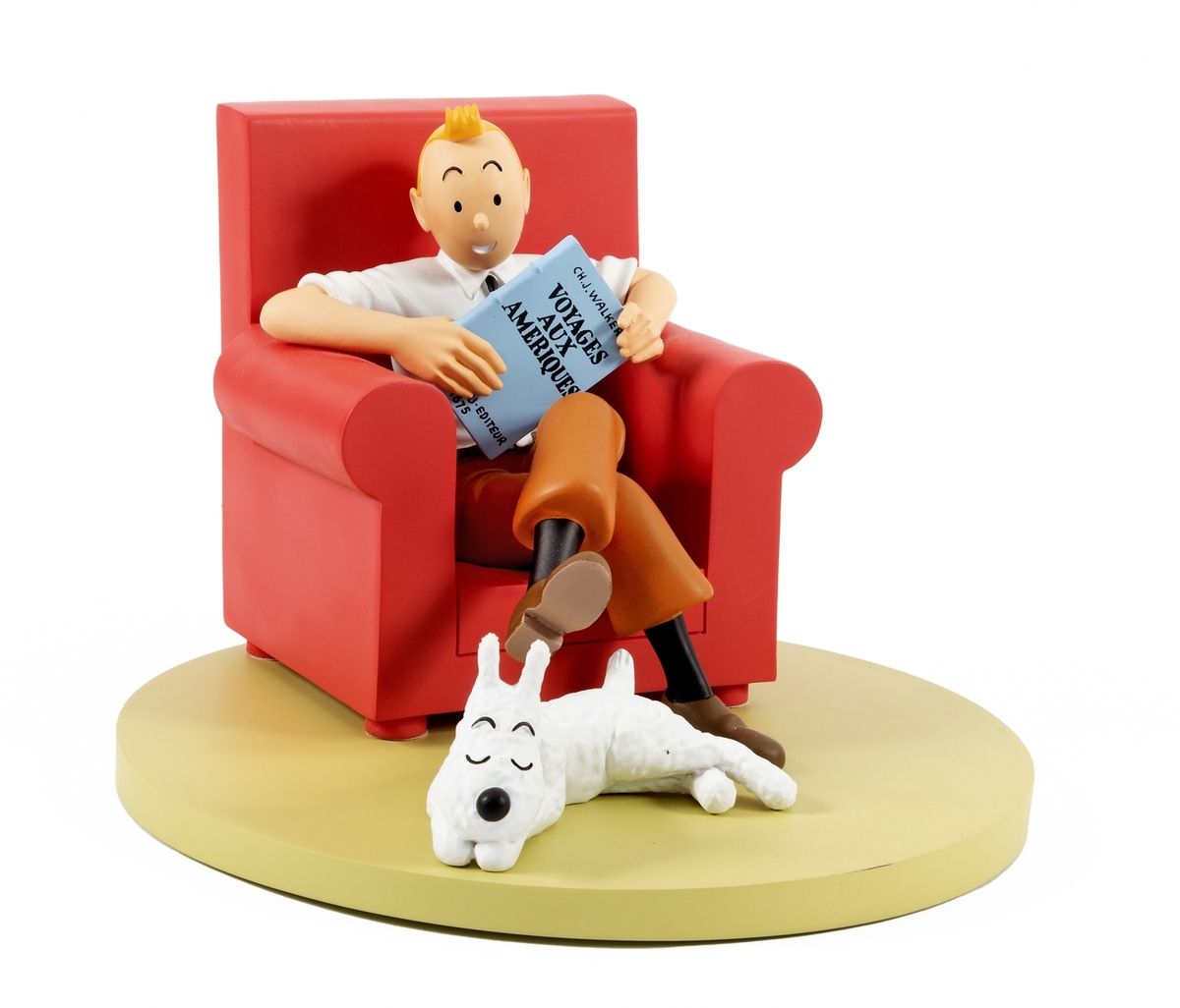Hergé : MOULINSART：丁丁，46404，大红椅子，《断耳》，2018年，编号，23厘米，BC。椅子上的一个划痕。
