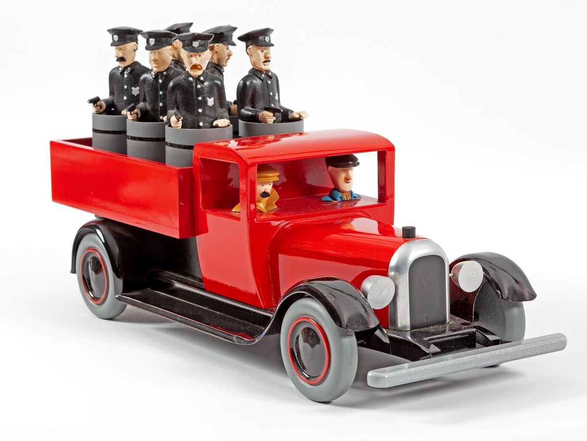 Hergé : AROUTCHEFF : Tintín, el camión rojo con los policías (H.09+90), 1ª versi&hellip;