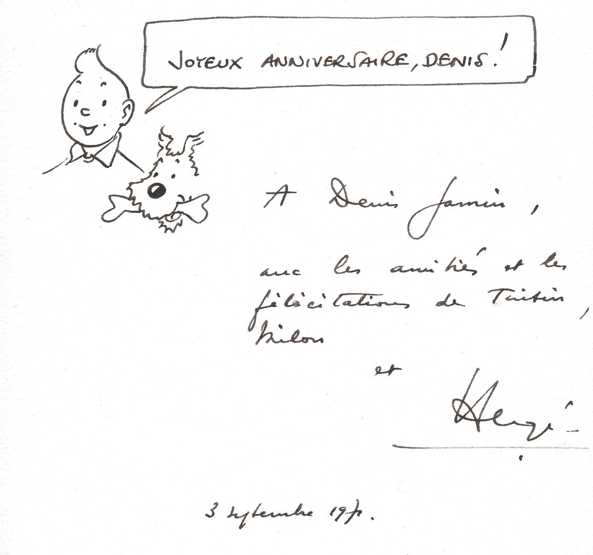 Hergé : Tintin, illustration à l'encre noire sur papier dessin représentant les &hellip;