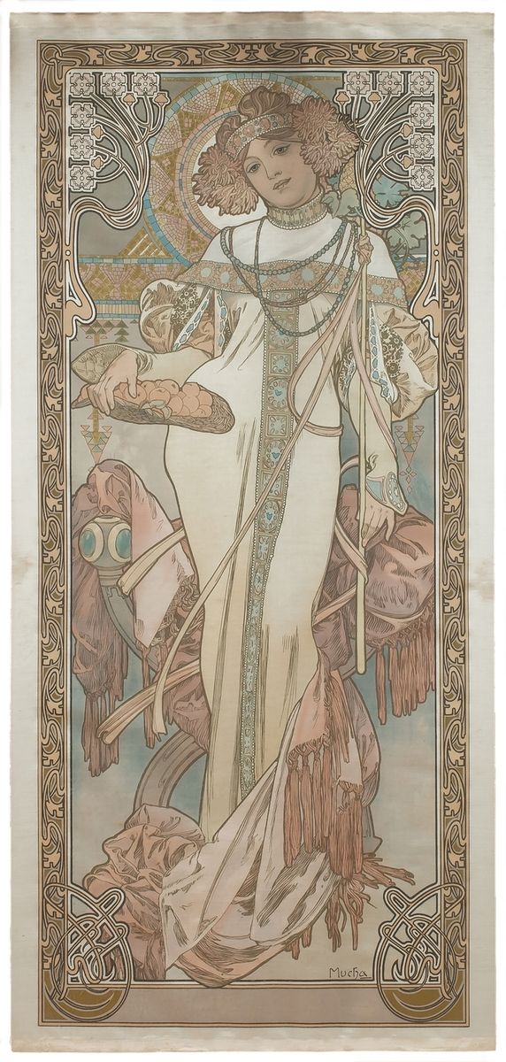 Alphonse MUCHA (1860-1939) 阿尔方斯-穆夏(Alphonse MUCHA) (1860-1939)
秋天
缎面彩色石版画
1900年四&hellip;