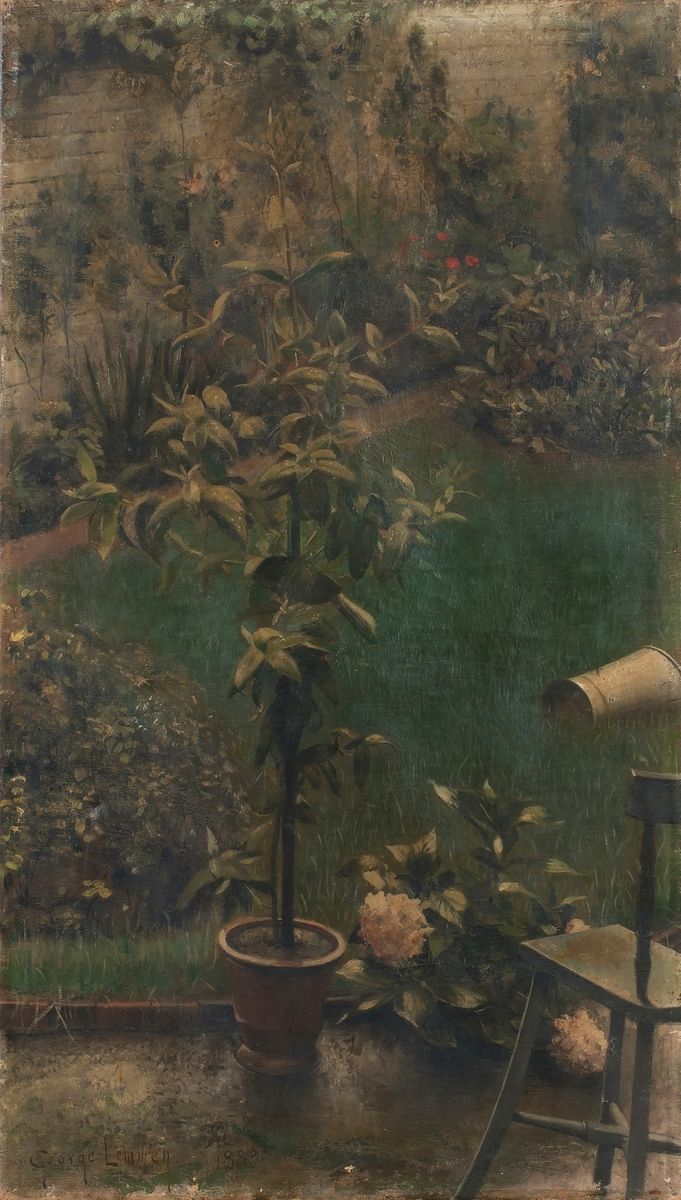 Georges LEMMEN (1865-1916) 乔治-莱姆曼 (1865-1916)
艺术家的花园风景，1883年
布面油画
左下方有签名和日期："Geo&hellip;