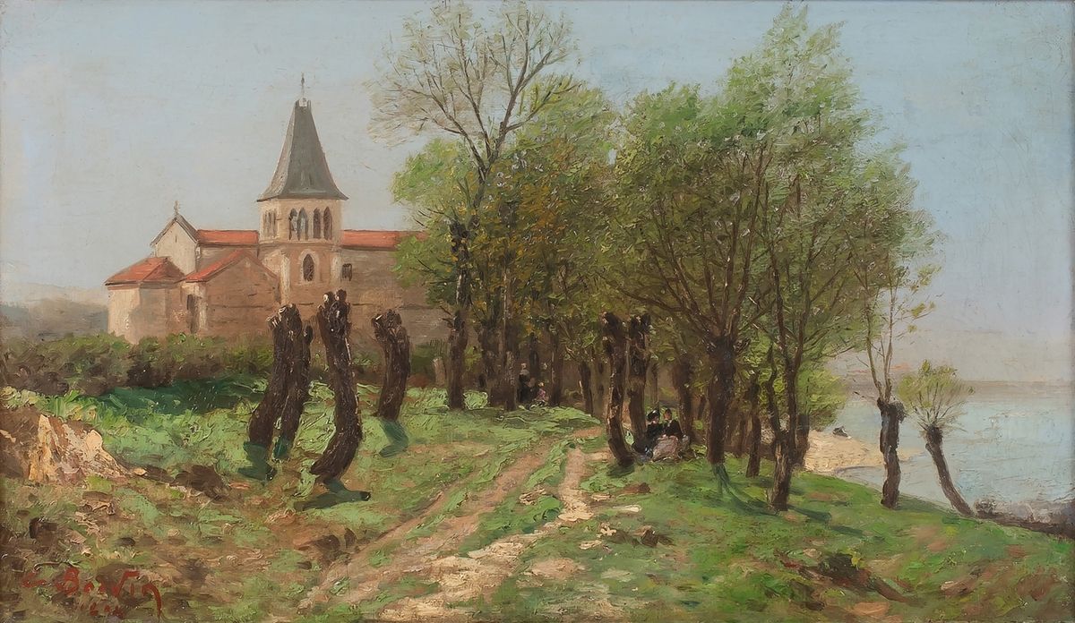 Emile BOIVIN (1846-1920) Emile BOIVIN (1846-1920)
Vue animée d'une église, 1892
&hellip;