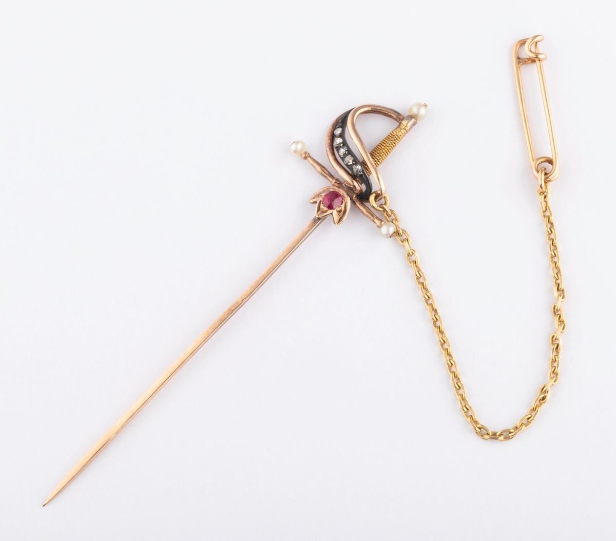 Null Precioso alfiler espada de oro amarillo y rosa de 18k (750 quilates) y plat&hellip;