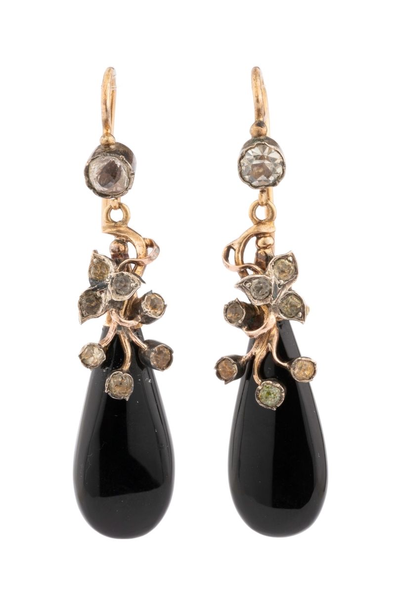 Null Earrings Belle Epoque drop onyx of very nice quality, gold 18k (750 thousan&hellip;