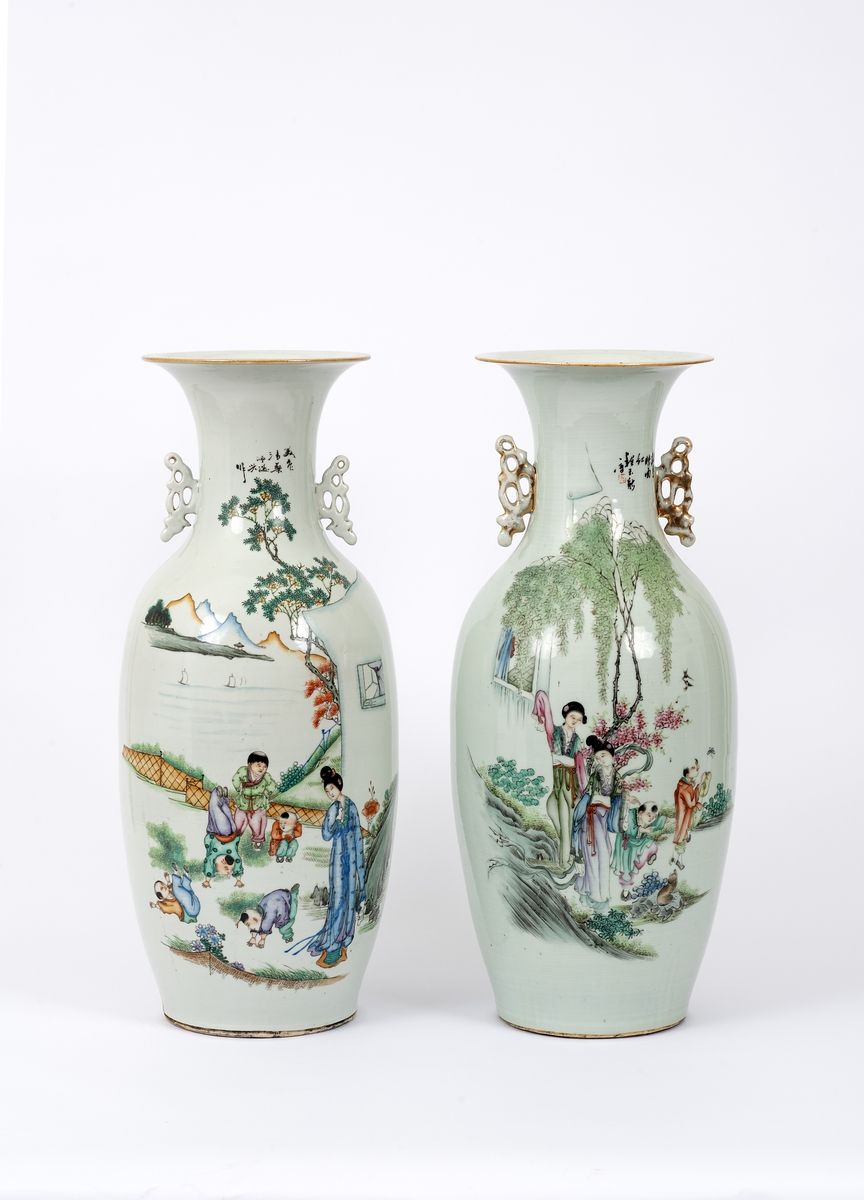 Null Chine, XIX-XXe siècle
Lot comprenant deux vases en porcelaine à divers déco&hellip;