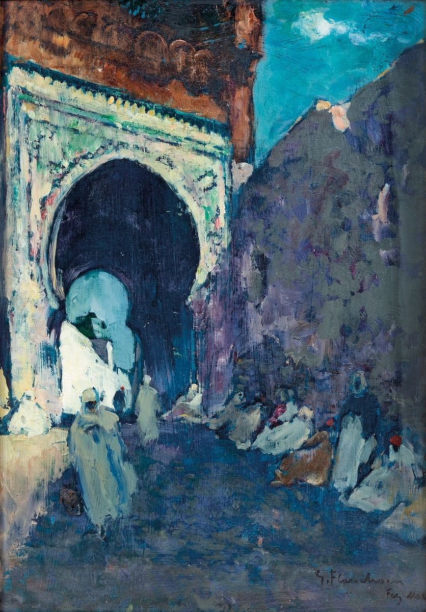 Null Gustave FLASSCHOEN (1868-1940)
Fes Bab Marouk
Huile sur panneau
Signé et lo&hellip;