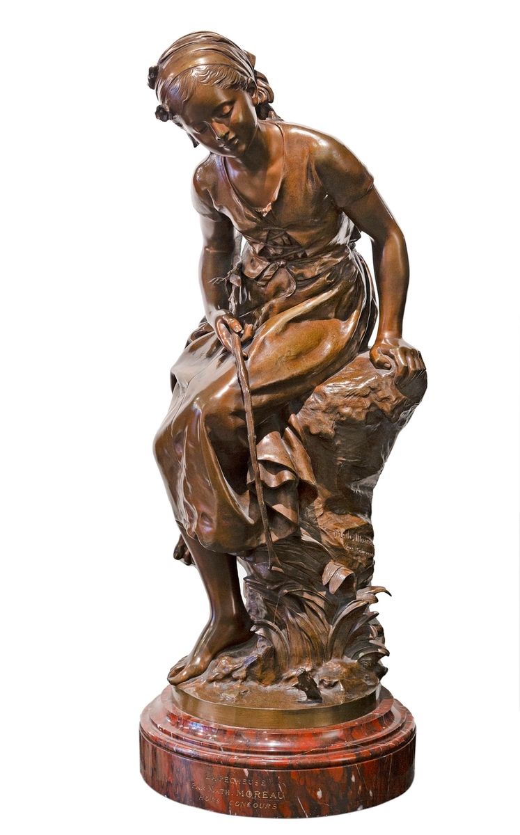 Null Mathurin MOREAU (1822-1912)
La pêcheuse
Grand bronze à patine mordorée
Sur &hellip;