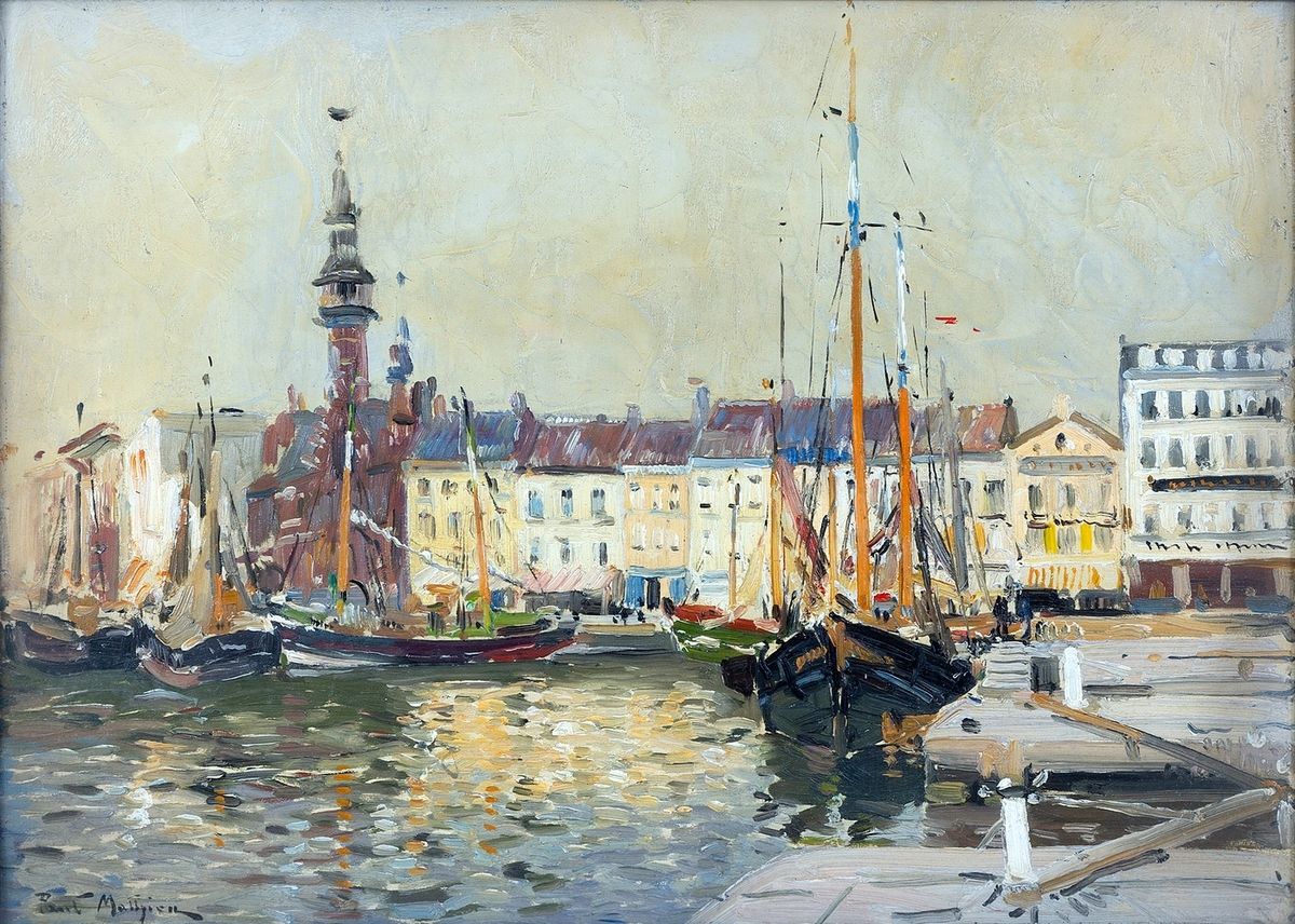 Null Paul MATHIEU (1872-1932)
Le Bassin (Ostende)
Huile sur panneau
Signé en bas&hellip;