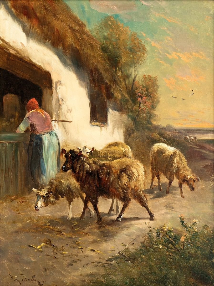 Null Henry SCHOUTEN (1857/64-1927)
Paysanne et ses moutons
Huile sur toile
Signé&hellip;