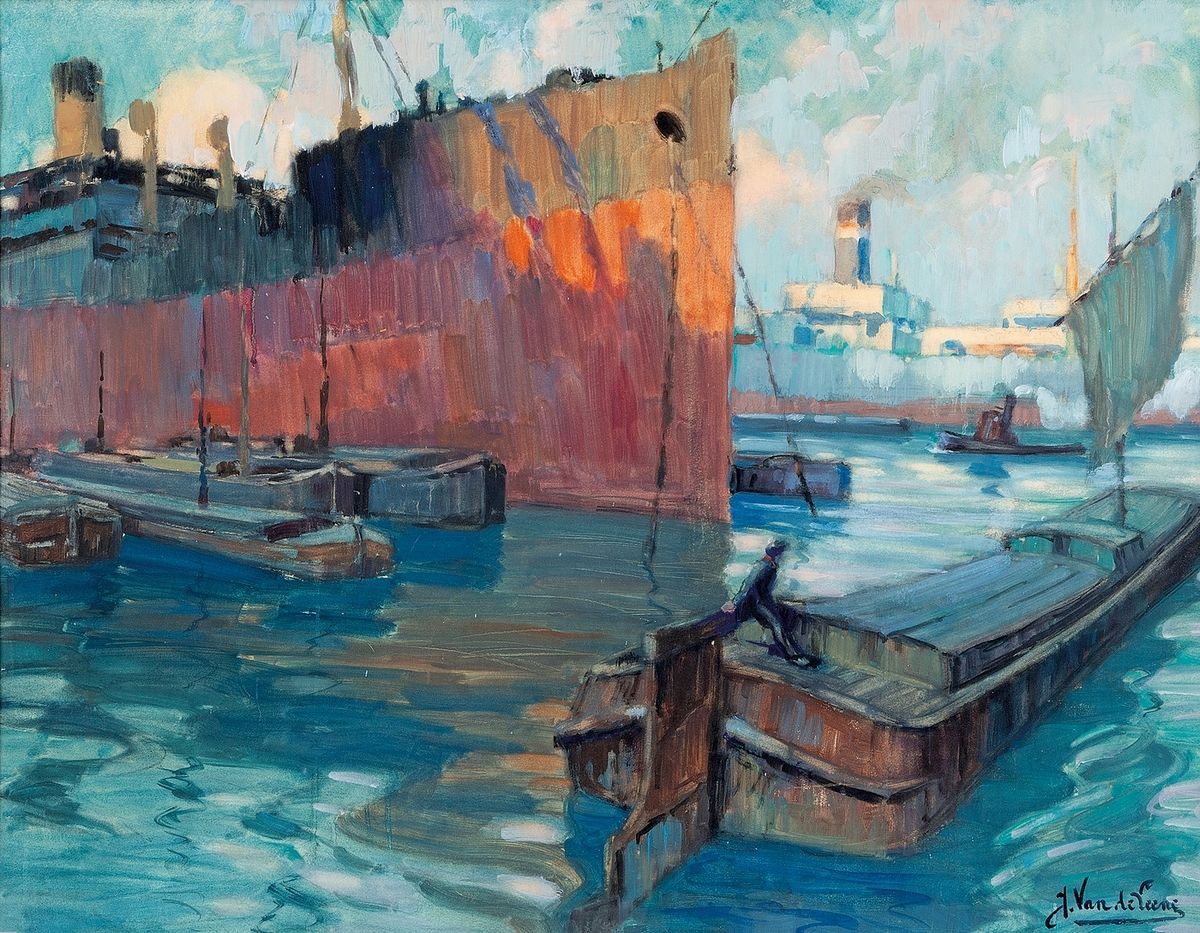 Null Jules VAN DE LEENE (1887-1962)
Bateaux au port
Gouache et aquarelle sur pap&hellip;