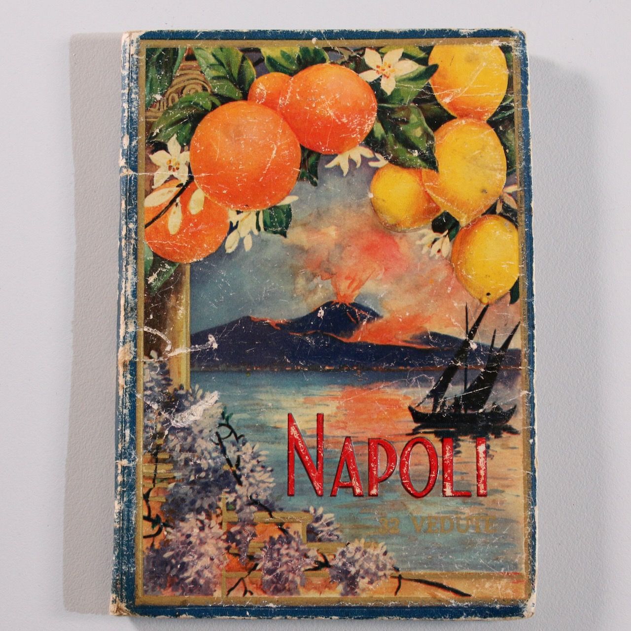 Null Postkartenbuch, um 1940, im Art Déco Stil, Leporello mit 32 teiliger Fotose&hellip;