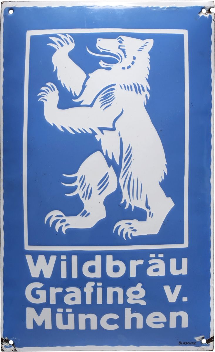 Null Plaque en émail Wildbräu, Grafing près de Munich, vers 1930

Plaque en émai&hellip;
