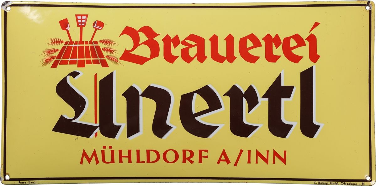 Null Insegna smaltata della birreria Unertl, birra di frumento, Mühldorf am Inn,&hellip;
