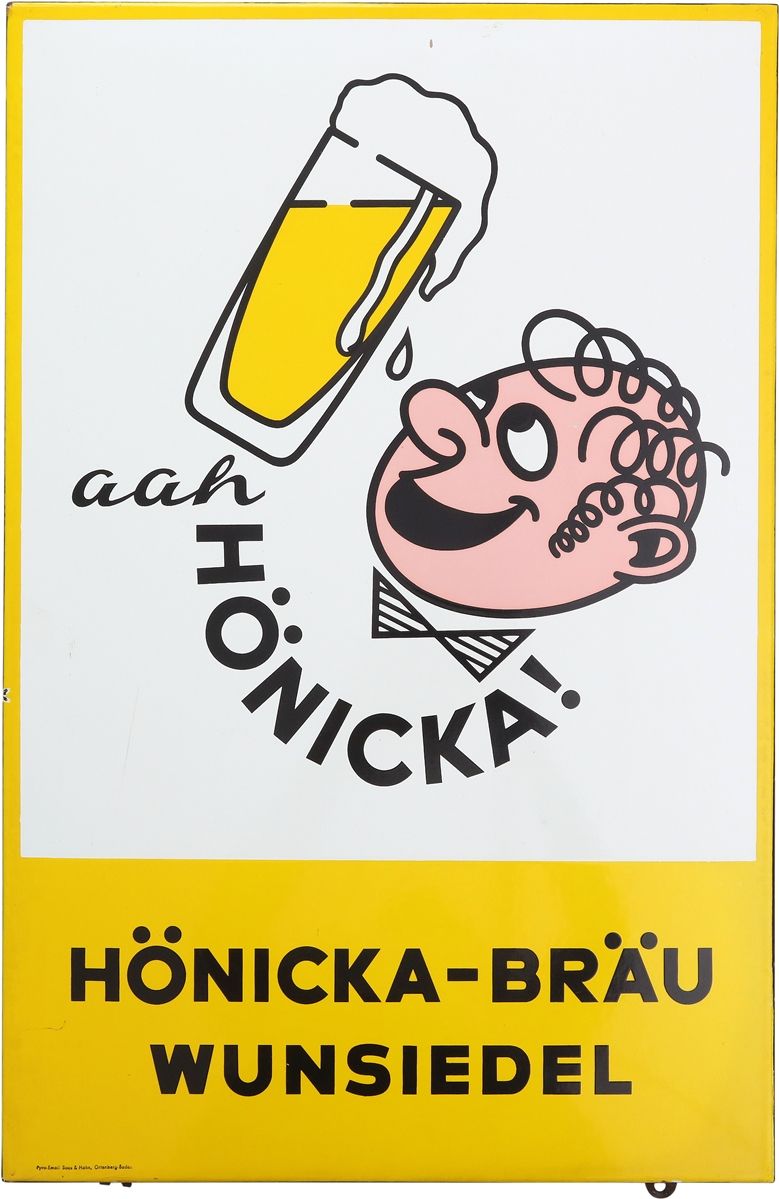 Null Plaque en émail Hönicka-Bräu, Wunsiedel, vers 1950

Plaque en émail Hönicka&hellip;