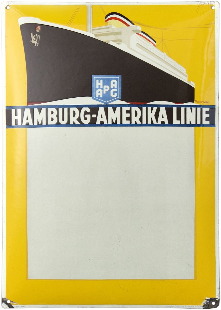 Null Plaque en émail Hamburg-Amerika Linie HAPAG, Hambourg, vers 1920

Plaque en&hellip;