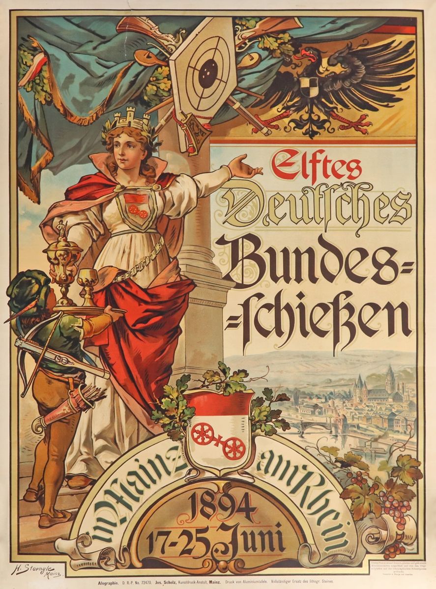 Null Affiche de tir de Mayence, datée de 1894

Affiche lithographiée et colorée &hellip;